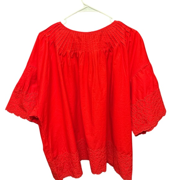 J Crew Jolie top in eyelet cotton poplin button front short sleeve red Sz 2X NWT - Picture 3 of 8